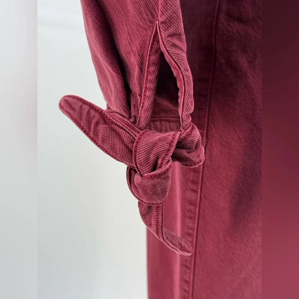 Zara The 80s Devon Burgundy Jumpsuit Long Sleeve Utility Romper Button Front - Picture 8 of 16